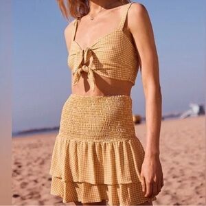 Sage The Label Anthropologie Western Cowgirl Festival Yellow Gingham Crop Tank M